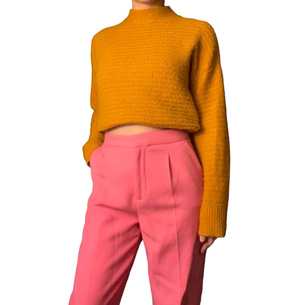 ZARA Basic High Waist Trousers - Bright Pink - Size S (NWT)